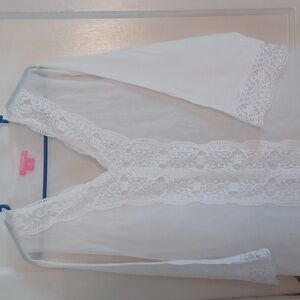Isaac Mizrahi  New York tunic top white lace trim size medium